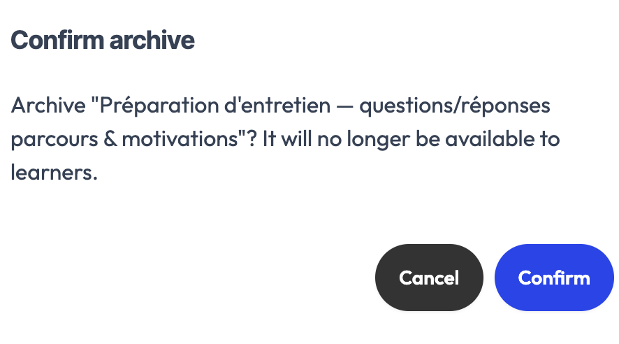 The archive confirmation for a scenario