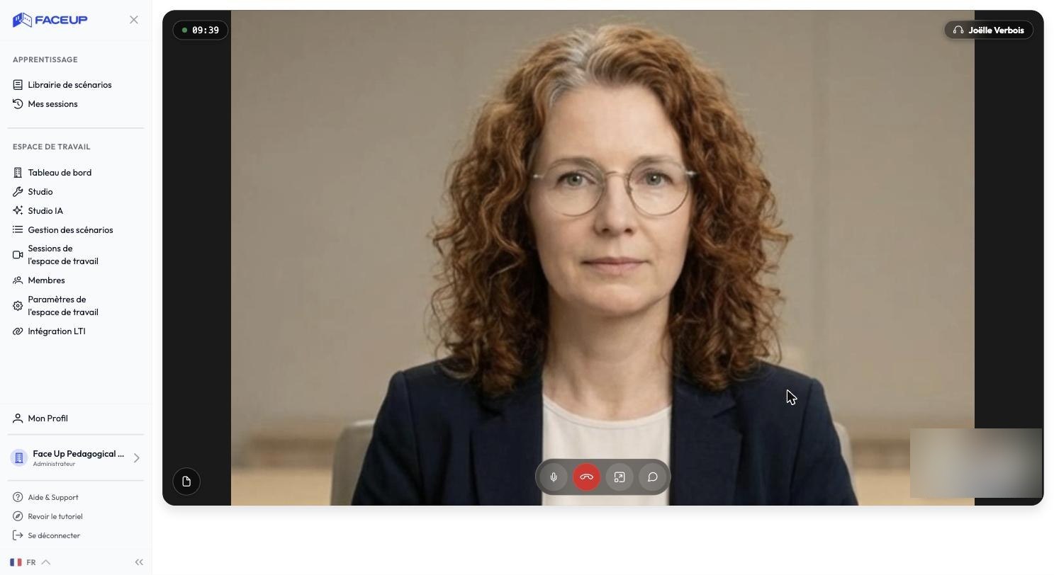 L’écran de conversation pendant une simulation