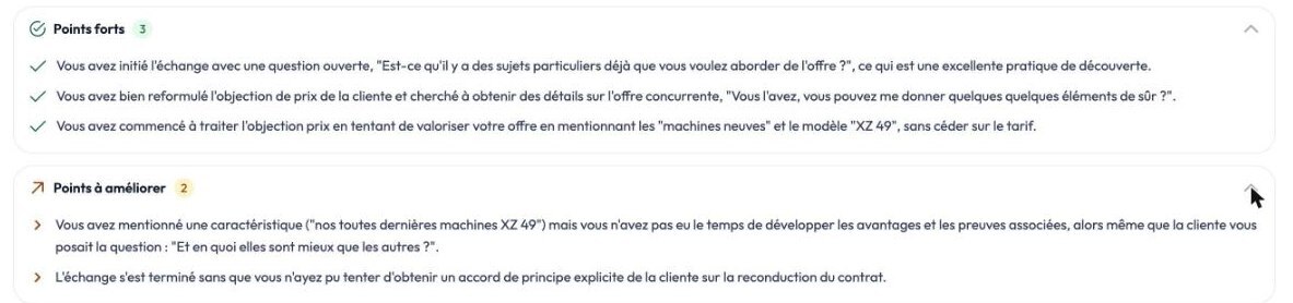 Les points forts et les axes de progrès détaillés