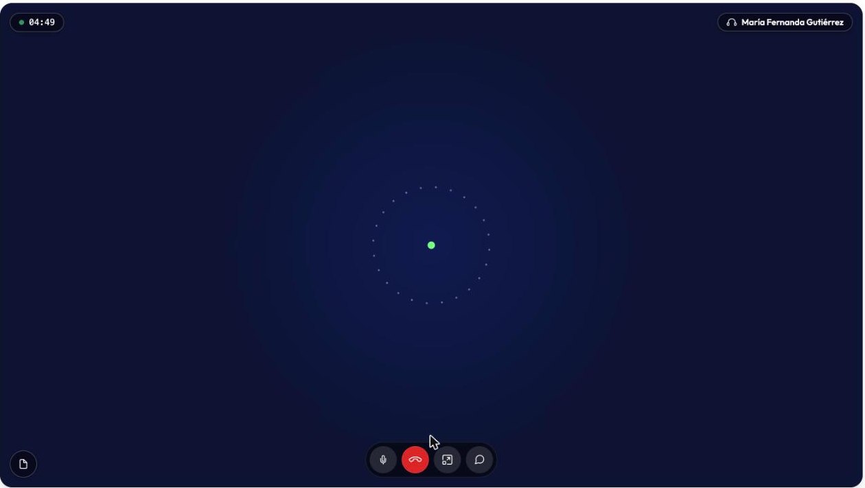 The conversation screen during a simulation