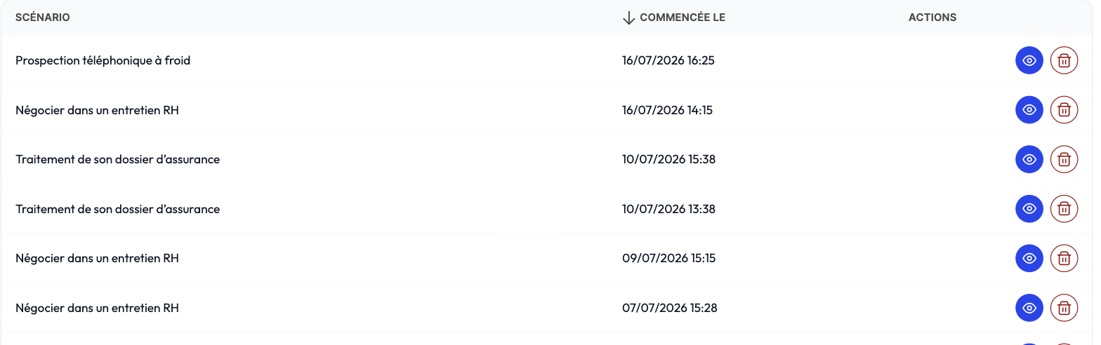 Mes sessions : plusieurs passages d’un même scénario