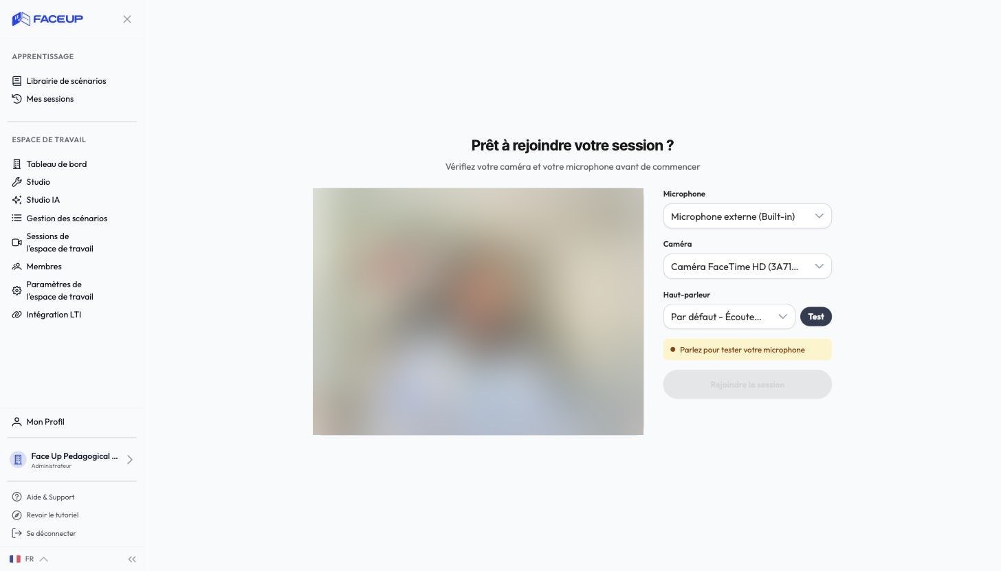 L’écran de préparation : aperçu caméra et choix des appareils