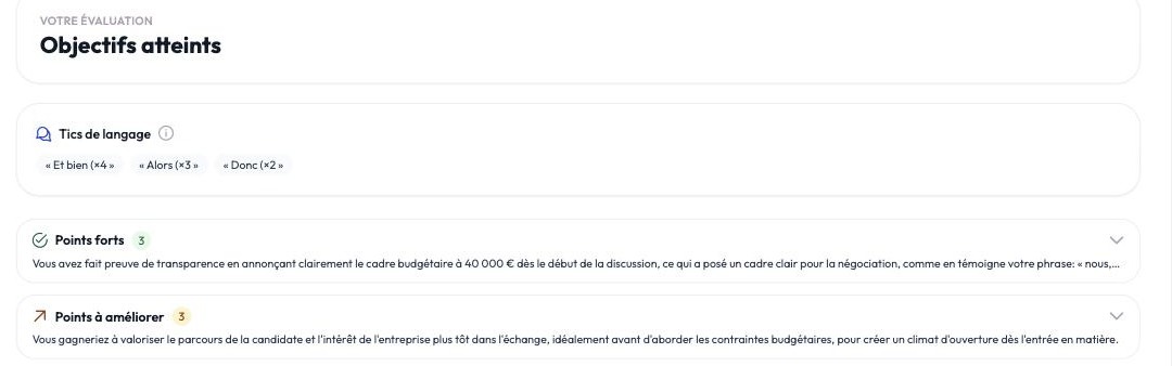 Un débrief affiché juste après une simulation